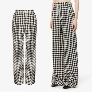 GUCCI PANTS HOUNDSTOOTH COTTON BLEND TWEED WIDE LEG sz 46 / 10